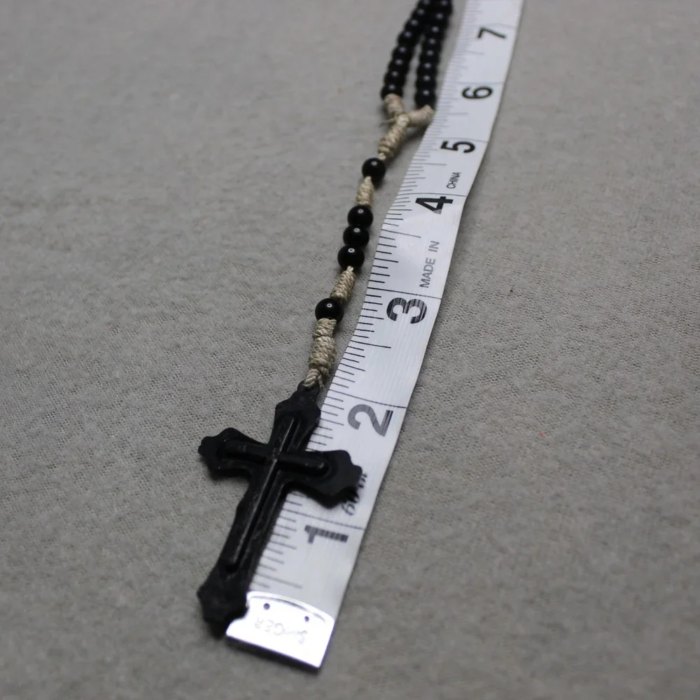 Unbranded Rosary‎ Prayer Beads Unisex OS Black Excellent Crucifix Knotted Cord